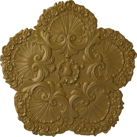 Ekena Millwork Shell Ceiling Medallion, Hand-Painted Gold, 25 5/8"OD x 1"P CM25SHGLS